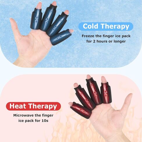 Helthrelife Finger Ice Sleeves 4 Ice Packs for Fingers, Thumbs & Toes Hot Cold Therapy for Arthritis, Tendinitis, Trigger Finger and Swollen Finger-Black in Kuwait
