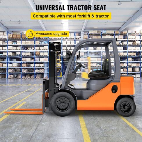 Bestauto Universal Fold Down Forklift Seat with Retractable Safety Belt, Armrest,Adjustable Seat for Excavator, Forklift, Tractor, Skid Loader, Backhoe Dozer Telehandler in Kuwait