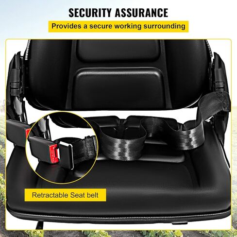 Bestauto Universal Fold Down Forklift Seat with Retractable Safety Belt, Armrest,Adjustable Seat for Excavator, Forklift, Tractor, Skid Loader, Backhoe Dozer Telehandler in Kuwait