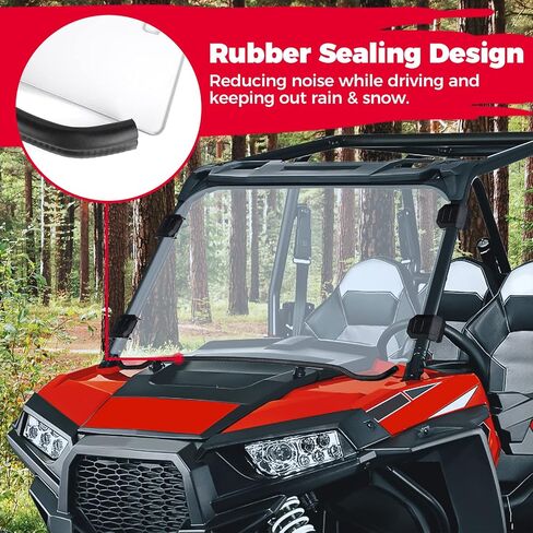 الزجاج الأمامي KEMIMOTO متوافق مع Polaris RZR 800 / S 800/4 800/900 / 4 900 / RZR 570 2008-2018 زجاج أمامي كامل من البولي كربونات مقاوم للغبار وشفاف ورؤية واضحة in Kuwait