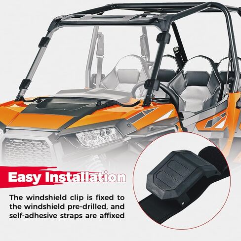 الزجاج الأمامي KEMIMOTO متوافق مع Polaris RZR 800 / S 800/4 800/900 / 4 900 / RZR 570 2008-2018 زجاج أمامي كامل من البولي كربونات مقاوم للغبار وشفاف ورؤية واضحة in Kuwait