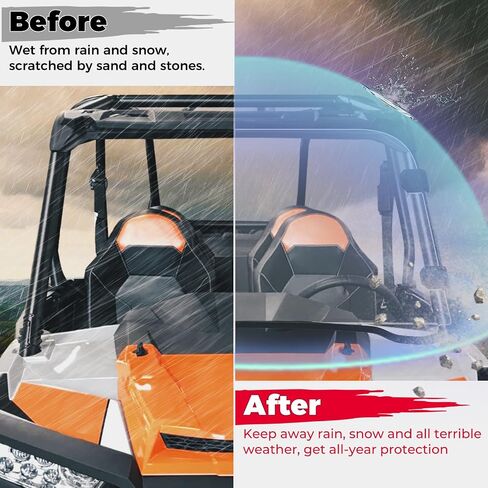 الزجاج الأمامي KEMIMOTO متوافق مع Polaris RZR 800 / S 800/4 800/900 / 4 900 / RZR 570 2008-2018 زجاج أمامي كامل من البولي كربونات مقاوم للغبار وشفاف ورؤية واضحة in Kuwait