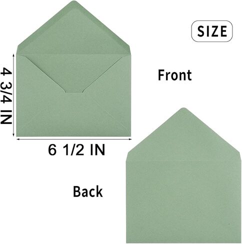 50 Pieces Sage-Green A6 Envelopes Greeting Card Envelopes 6 1/2 x 4 3/4 Inches for 4 x 6 Wedding Invitation Cards, Greeting Cards, Birthday Party Invitations in Saudi Arabia