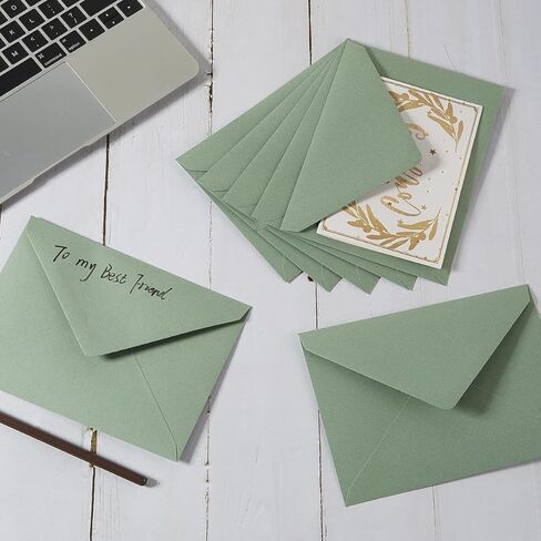 50 Pieces Sage-Green A6 Envelopes Greeting Card Envelopes 6 1/2 x 4 3/4 Inches for 4 x 6 Wedding Invitation Cards, Greeting Cards, Birthday Party Invitations in Saudi Arabia