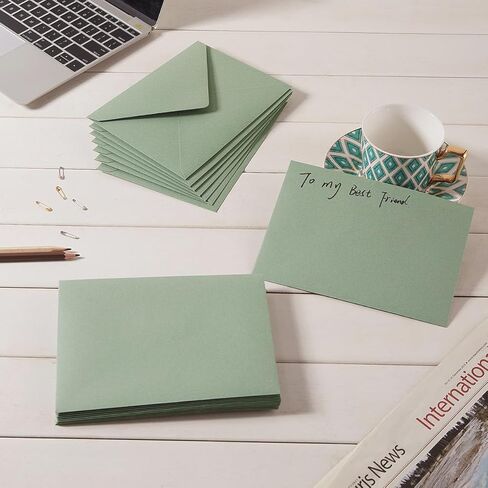 50 Pieces Sage-Green A6 Envelopes Greeting Card Envelopes 6 1/2 x 4 3/4 Inches for 4 x 6 Wedding Invitation Cards, Greeting Cards, Birthday Party Invitations in Saudi Arabia
