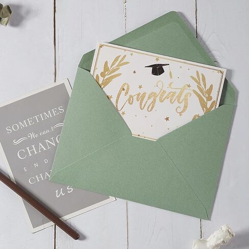 50 Pieces Sage-Green A6 Envelopes Greeting Card Envelopes 6 1/2 x 4 3/4 Inches for 4 x 6 Wedding Invitation Cards, Greeting Cards, Birthday Party Invitations in Saudi Arabia