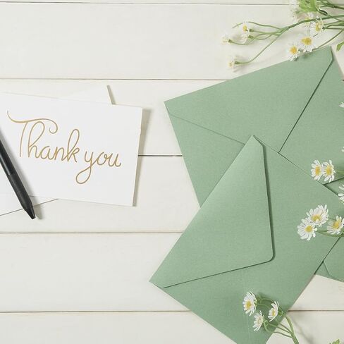 50 Pieces Sage-Green A6 Envelopes Greeting Card Envelopes 6 1/2 x 4 3/4 Inches for 4 x 6 Wedding Invitation Cards, Greeting Cards, Birthday Party Invitations in Saudi Arabia
