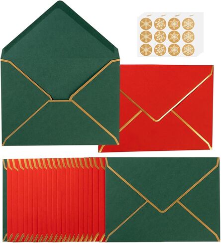 100 حزمة من مظاريف A7 5 × 7 مظاريف بطاقات على شكل حرف V مع حدود ذهبية للمكتب، وبطاقات هدايا الزفاف، والدعوات، والتخرج، وحفلات استقبال المولود الجديد، والحفلات (أخضر حكيم، 5.32 × 7.28 بوصة) in Kuwait