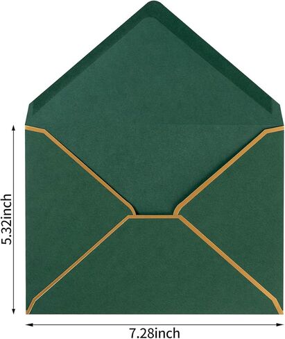 100 حزمة من مظاريف A7 5 × 7 مظاريف بطاقات على شكل حرف V مع حدود ذهبية للمكتب، وبطاقات هدايا الزفاف، والدعوات، والتخرج، وحفلات استقبال المولود الجديد، والحفلات (أخضر حكيم، 5.32 × 7.28 بوصة) in Kuwait