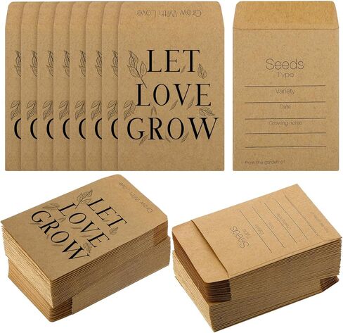 Teling 100 Pcs Packets Unfilled Kraft Wedding Favors Packets Self Adhesive Rustic Envelopes Small Flower Storage Packets Retro Party Favors for Guests(Fresh Style) in Saudi Arabia