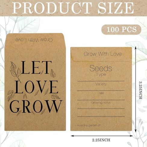 Teling 100 Pcs Packets Unfilled Kraft Wedding Favors Packets Self Adhesive Rustic Envelopes Small Flower Storage Packets Retro Party Favors for Guests(Fresh Style) in Saudi Arabia
