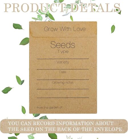 Teling 100 Pcs Packets Unfilled Kraft Wedding Favors Packets Self Adhesive Rustic Envelopes Small Flower Storage Packets Retro Party Favors for Guests(Fresh Style) in Saudi Arabia