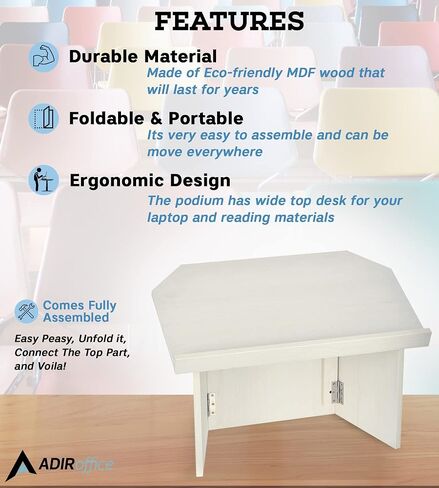 Adir Foldable Tabletop Podium - Wooden Portable Presentation Podium, Pulpit, Lectern Book Stand for Reading in Churches, Restaurants, and Classrooms (Mahogany) in Kuwait