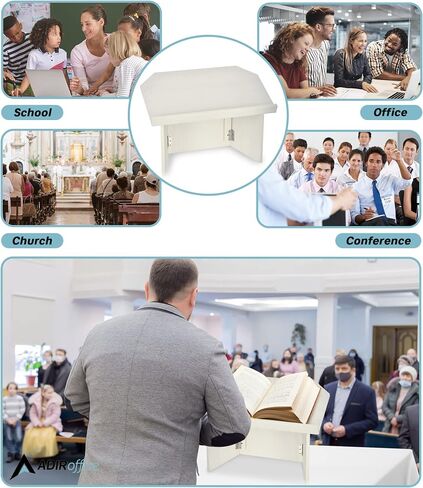 Adir Foldable Tabletop Podium - Wooden Portable Presentation Podium, Pulpit, Lectern Book Stand for Reading in Churches, Restaurants, and Classrooms (Mahogany) in Kuwait