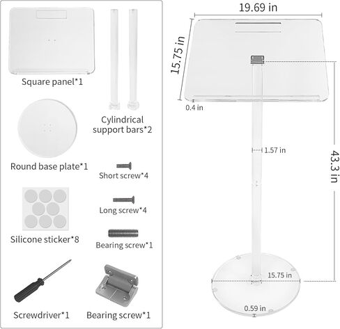 حامل منصة أكريليك رائع من FCCABIN سهل التجميع، حامل منصة متين، قوي ومحمول وكبير ومرن وقابل للتعديل مع حواجز وفتحة قلم لخطابات الكنيسة ومدرس الزفاف in Kuwait
