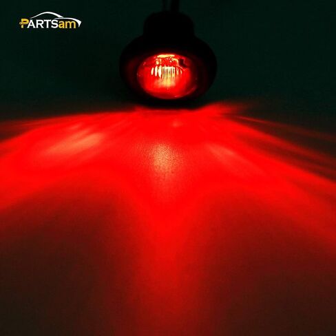 Partsam 20x 3/4" Round Amber/Red Led Marker Light Clearance Lights Front Rear Marker Indicators Tail Light for Trailer Truck Car Bus Van Pickup RV ATV UTV, Smoked Lens, 12V in Saudi Arabia