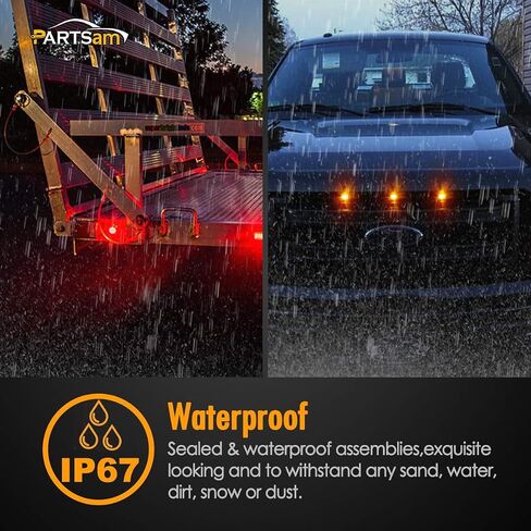 Partsam 20x 3/4" Round Amber/Red Led Marker Light Clearance Lights Front Rear Marker Indicators Tail Light for Trailer Truck Car Bus Van Pickup RV ATV UTV, Smoked Lens, 12V in Saudi Arabia