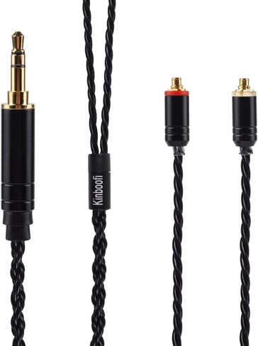 كابل بديل مطلي بالفضة من Kinboofi 6 Core، سلك سماعة أذن MMCX أسود قابل للفصل لسماعات Shure 846 535 215 315 MAGAOSI K5 LZA4 T2 T3 Plus (مقبس صوت 3.5 مم، MMCX)... in Saudi Arabia