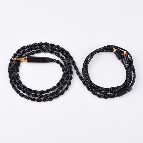 كابل بديل مطلي بالفضة من Kinboofi 6 Core، سلك سماعة أذن MMCX أسود قابل للفصل لسماعات Shure 846 535 215 315 MAGAOSI K5 LZA4 T2 T3 Plus (مقبس صوت 3.5 مم، MMCX)... in Saudi Arabia