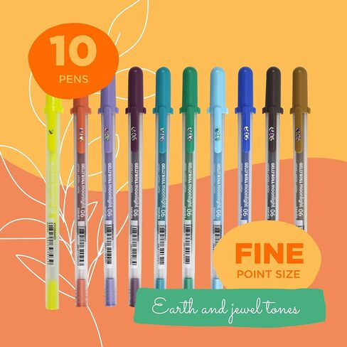 SAKURA Gelly Roll Moonlight 06 Gel Pens - Fine Point Ink Pen for Journaling, Art, or Drawing - Assorted Earth & Jewel Tone Ink - Fine Line - 10 Pack in Saudi Arabia
