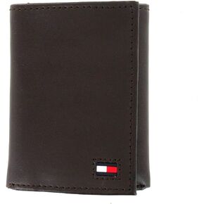 Tommy Hilfiger Men's Brown Genuine Leather Tri-Fold Wallet