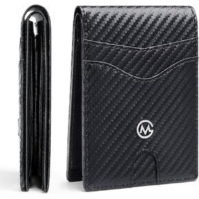 Wallet for Men - Slim Leather Bifold Wallets with Money Clip Credit Card Holder Slots Small Thin Men's Minimalist Wallet-Front Pocket Wallet for Men & Women,Black Plain, Medium Size