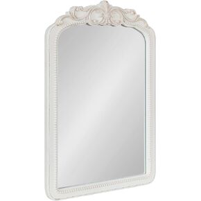 Kate and Laurel Jenelle Traditional Framed Baroque Mirror, 20 x 30, White, Distressed Antique Inspired Framed Wall Mirror with Ornate Garland Crown