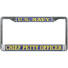 U.S. Navy Chief Petty Officer License Plate Frame (Chrome Metal)
