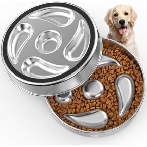 Slow Feeder Dog Bowls, 304 Stainless Steel Dog Slow Feeder Bowl 5 Cups Metal Dog Food Bowl with Non-Slip Base Bloat Stop Slow Eating Dog Bowl for Medium & Large Breed, Dishwasher Safe