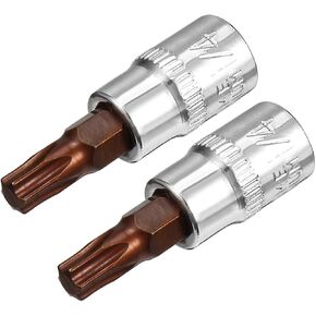 uxcell 2pcs 1/4" Drive x T30 Torx Bit Socket, S2 Steel Bits CR-V Sockets 1.5" Length Use with Ratchet Wrench, Slide Bar, Extension Rod