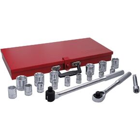 Urrea 54122 1/2-Inch Drive 6-Point Chrome Socket Set, 18-Piece