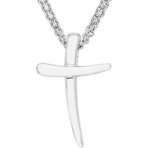 قلادة متقاطعة من الفضة الإسترليني عيار 925 مع سلسلة رولو مزدوجة مقاس 17 بوصة - اختيار الصليب in Kuwait