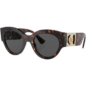 Versace VE 4438B 108/87 Dark Havana Plastic Round Sunglasses Grey Lens