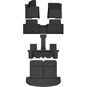 Floor Mats & Cargo Liner for 2021-2025 Kia Sorento Hybrid & 2022-2024 Kia Sorento Plug-in Hybrid (PHEV) All Weather Automotive TPE Liners Set Anti-Slip Waterproof Floor Liners Accessories Black