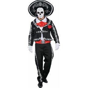 Spooktacular Creations Mens Day of The Dead Mariachi Senor Adult Costume Set Halloween Costume, Dia Muertos