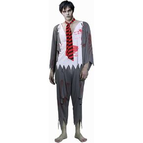 Phedrew Men's Zombie Bloody Costume Includes T-shirt, Trousers, Hat and Eye Patch, Halloween Horror Costume