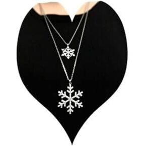 Crystal Double Snow Flake Pendant Long Necklace for Women Sweater Chain Necklace Choker Adjustable Elegant Jewelry Rhinestone Accessories Dressy Collocation Winter Evening Party