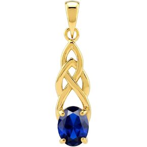 Silvershake 8X6mm Oval Shape Birthstone Gemstone Antique Finishing or Yellow Gold Plated 925 Sterling Silver Celtic Knot Weave Solitaire Pendant or Pendant with 18 Inch Chain Necklace Jewelry for Women