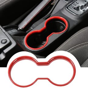 CheroCar for JK Front Water Cup Holder Trim Cover for Jeep Wrangler JK JKU & Unlimited 2010-2018, ABS Interior Decor (Red)