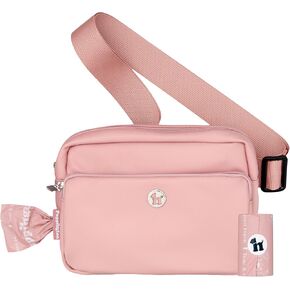 Puppington 3-in-1 Crossbody Bag & Dog Treat Pouch for Pet Training - Matching Poop Bags & Built-In Poop Bag Dispenser - Zippered Pockets - Dog Walking Bag for Office to Off-Leash (Plum Wine)