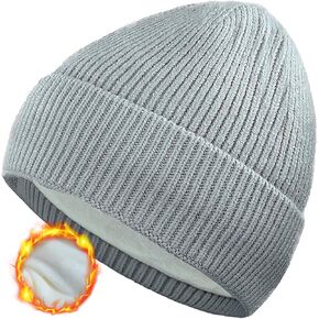 Winter Hat for Men Women, Womens Wool Knit Beanie Hat Fleece Lined for Cold Weather Knitted Skull Cap, Warm Gift U-SY-M8