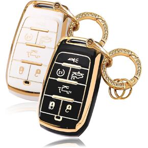 2PCS for Jeep Key Fob Cover,Fit for Jeep Wrangler JL/JLU 2018-2022 2023 2024 for Jeep Gladiator JT Truck 2020-2022 2023 Accessories