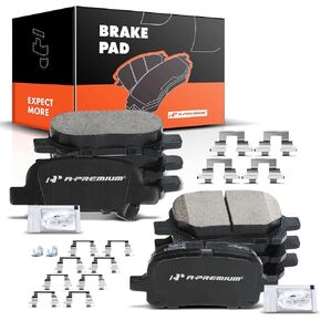 A-Premium Front & Rear Ceramic Disc Brake Pads Set Compatible with Select Toyota Models - Avalon 2000-2004, Solara 1999 V6 3.0L, Solara 2001-2003, Camry 2000-2001 V6 3.0L, with Hardware, 8 Pcs