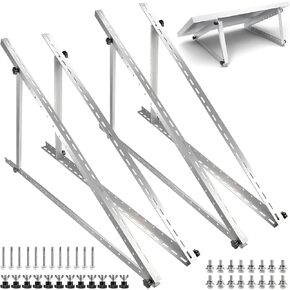 2 Sets 45in Adjustable Solar Panel Mount Brackets, Solar Panel Stand with Foldable Tilt Legs for Rv, Roof, Boat, Off-Grid, Solar Panel Mounting Brackets for 2-4pcs 180 200 300 400 Watt