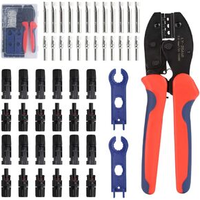 Solar Connectors Tool Kit for Solar Panel Cable with 12 Pairs Solar Connectors,2 PCS Spanner Wrench,1PCS Solar Crimper for 2.5/4/6mm² Solar Panel Cable