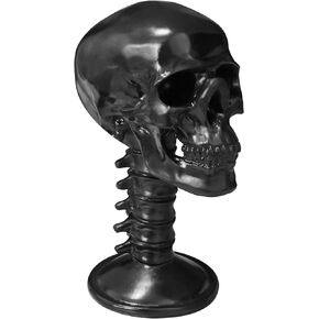 Large Skull Glasses Stand Holder Creative Eyeglasses Holder, Skull Resin Sculptures, Sunglass holder for Home, Entryway, Office, Nightstand, Desk (Black)