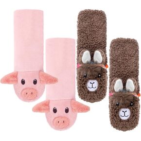 Foaincore 2 أزواج المرأة مضحك غامض الحيوان شبشب الجوارب خنزير الألبكة نمط شبشب الجوارب غير زلة 3D شبشب الجوارب لطيف دافئ منزل دافئ الجوارب الشتاء سميكة شبشب رقيق الجوارب هدايا للنوم in Kuwait