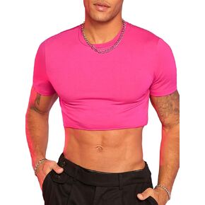 GORGLITTER Men's Crop Top Short Sleeve Cropped T Shirt Casual Workout Hot Shirts