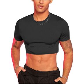 GORGLITTER Men's Crop Top Short Sleeve Cropped T Shirt Casual Workout Hot Shirts in Kuwait
