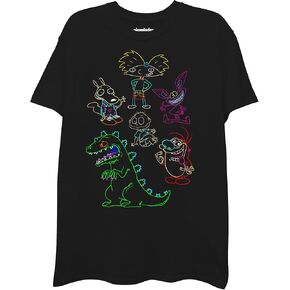 Nickelodeon Nick 90's Rewind Men's Short Sleeve T-Shirt-Chuckie, Reptar, Ren & Stimpy